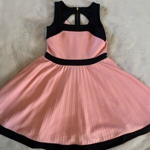 Bonnie Jean Girls Pink Black Fit Flare Dress Size 12 Party Holiday